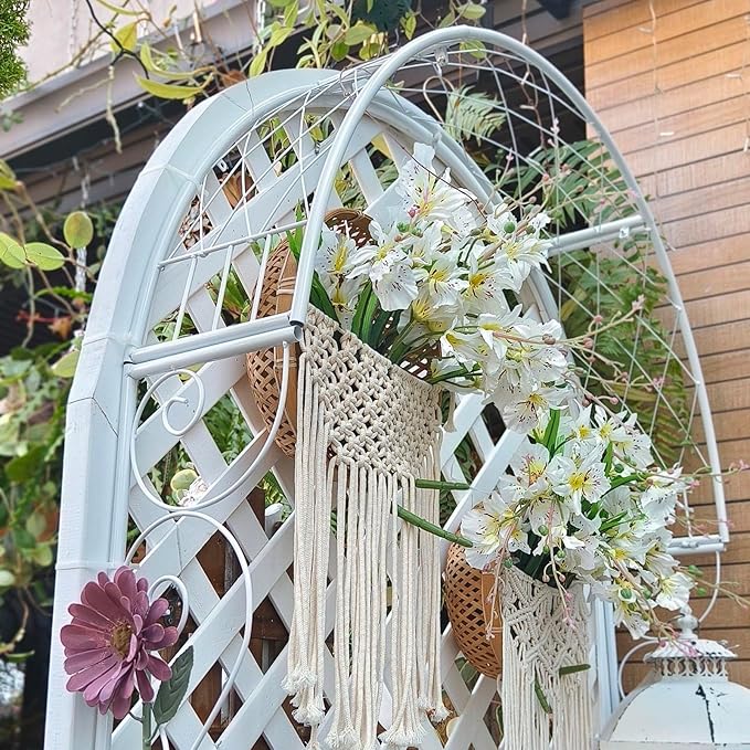 Metal Garden Arch Trellis Wall Mounted Rose Arch Garden Trellis for Windows Doors Entrances for Climbing Plants Garden ArchwayWindow Shade Frame(White)