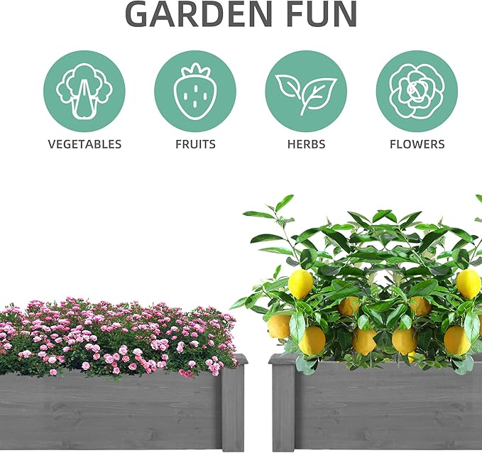 Over Ground Raised Garden Bed 96x28x10'' Large Long Planter Box for Outdoor Tool Free Assembly