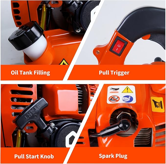 28-Cc Gas Leaf Blower 1.1-HP 2-Cycle Handheld Leaf Blower 490 CFM 280 MPH Powerful Clearing Performance for Lawn Care Driveway Cleaning Light Snow Removal Gifts for Dad
