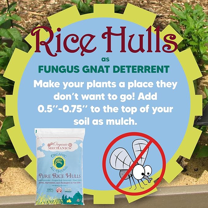 Organic Mechanics Pure Rice Hulls 2 Cu Ft - Sustainable Alternative to Perlite - Enhances Drainage Porosity and Air Space - Eco-Friendly