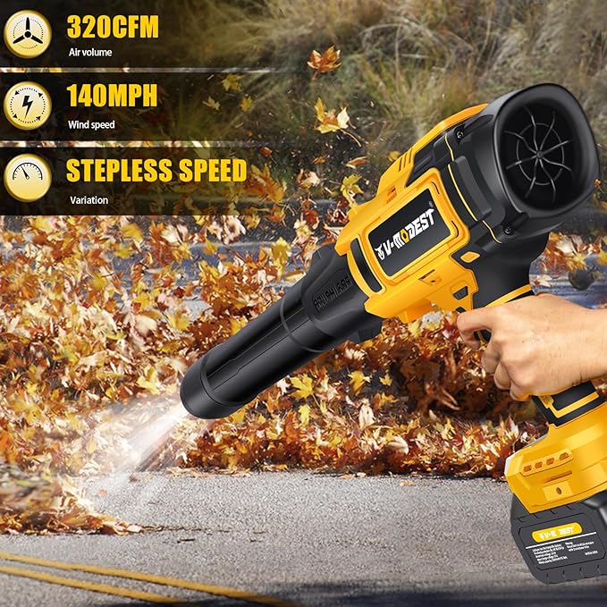 Cordless Leaf Blower with 2 X 4.0Ah Batteries and ChargerBattery Powered Blower800000RPMHandheld Leaf Blower for Lawn Care PatioCar Drying Leaves &amp Dust