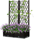Wicker Trellis Planter with Drainage Holes Outdoor Raised Garden Bed for Climbing Plants Free-Standing Vine Support Box for Patio &amp Balcony Natural Brown Finish