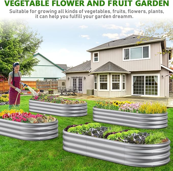 6x2.3x1ft Outdoor Raised Garden Bed Planter Raised Bed for Gardening Outdoor Raised Planter Box for Flower Vegetables