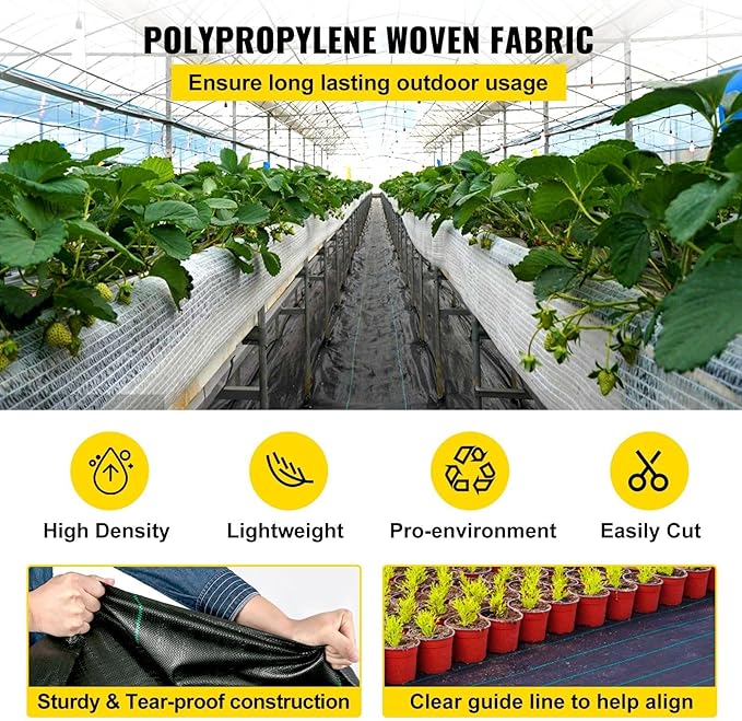Premium Weed Barrier Fabric 2 * 3FT 300FT Heavy Duty 2.4OZ Woven Weed Control Fabric High Permeability Good for Flower Bed Geotextile Fabric for Underlayment Polyethylene