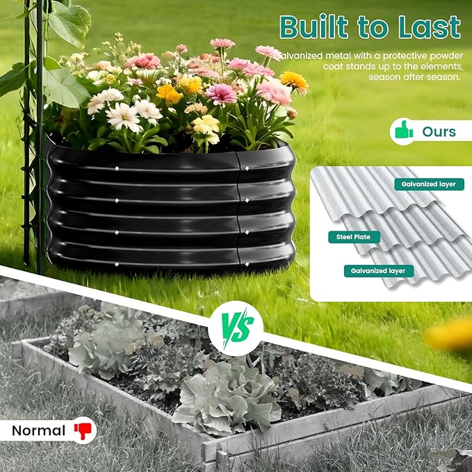 DoCred 3 in 1 Raised Garden Bed with 87in Tall Arch Trellis for Climbing Plants Galvanized Planter Garden Box Outdoor for Gardening Climbing Vegetables Flower Black