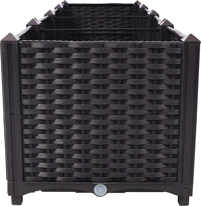 Deep Raised Garden Bed Plastic Planter Boxes for Vegetables Flowers and SucculentsSelf-Watering Planter Box Raised Bed to Grow Flowers &amp Vegetables 63 L X 15.7 D X 14.7 H