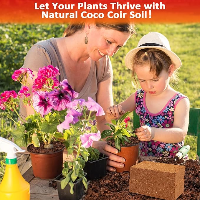 Legigo 8 Pack Coco Coir Bricks (11.2lb) 100% Organic Coconut Coir Fiber Potting Soil for Plants Compressed Coco Peat Seed Starter Coconut Husk Potting Mix for Indoor &amp Outdoor Plants Gardening
