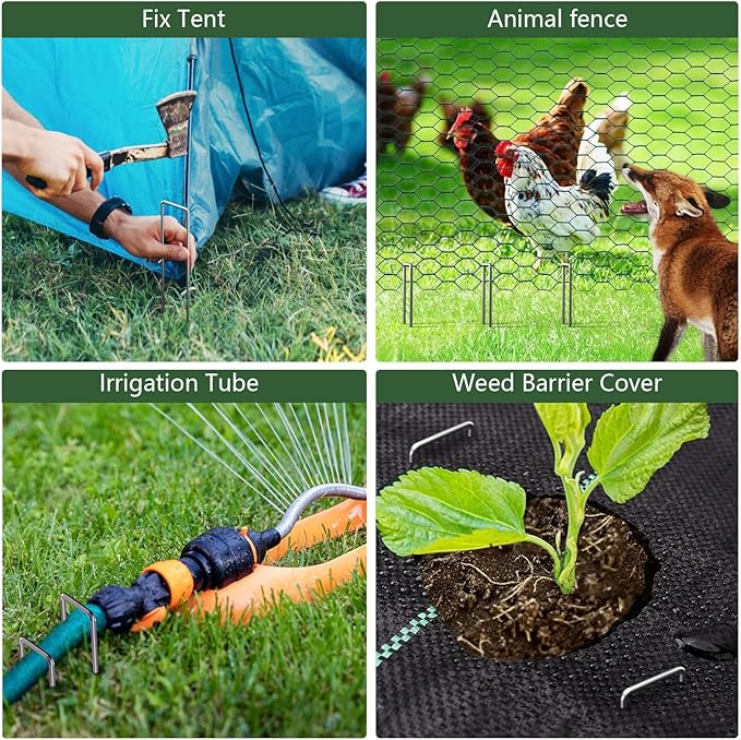 500 Pack Galvanized Landscape Staples 6 Inch 11 Gauge + 3ft x 50ft Weed Barrier Landscape Fabric