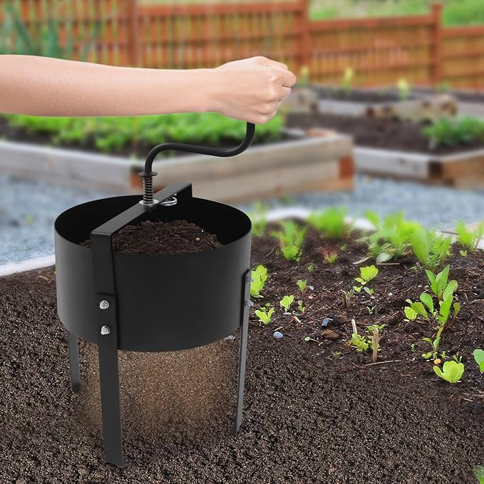 12'' Rotary Soil Sifter Compost Sieve Portable Hand Crank Soil Screener for Sand Gravel Compost for Home &amp Outdoor Use 2.47ft³ Capacity 0.39 * 0.2in Mesh Sifting Aperture