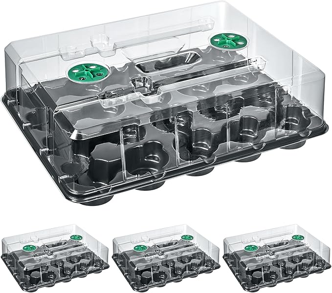 homenote 3 Inch Seed Starting Trays with Humidity Domes for Plants 4 Pack 20-Cell Seedling Starter Trays Plant Starter Germination Trays for Pots Seedlings for Indoor Outdoor Fits 3 Nursery Pots