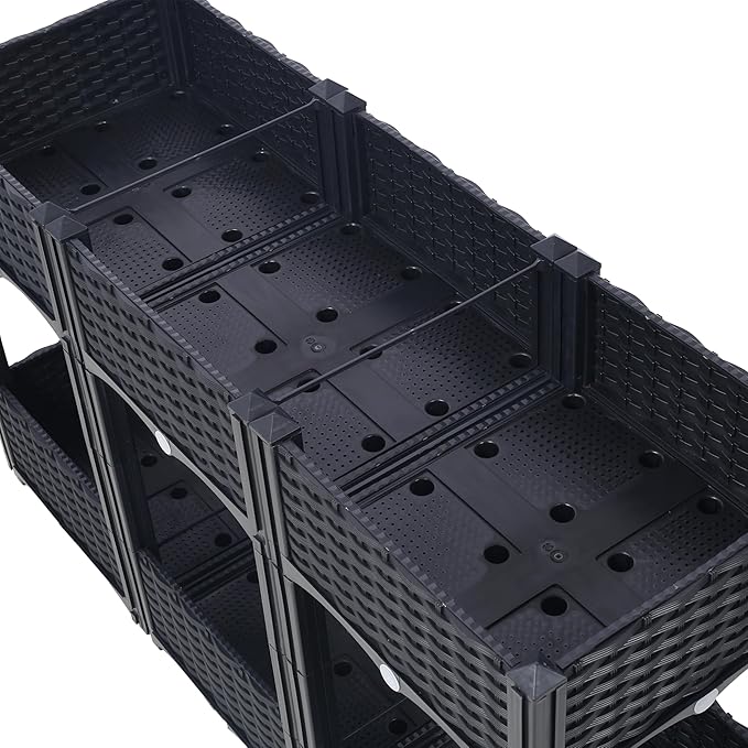 Planter Raised Beds - Elevated Garden Box with Drainage 47.2x15.7x27.7 Black for Vegetables Flowers Herbs