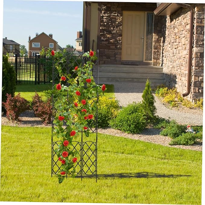 Garden Trellis for Climbing Plants Metal Support Rack for Outdoor and Indoor Use Decorative Plant Holder for Vines and Flowers Smooth Finish Durable Design Black