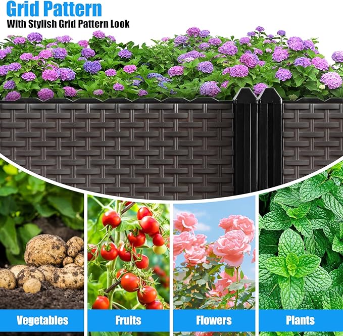 Large Raised Planter Box Outdoor Self Watering 62.9x15.7x14.2  Deep Raised Garden Bed - Elevated Garden Box with Drainage Plug Rectangular Garden Planter Perfect for Patio Balcony Deck