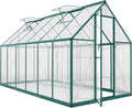 Outsunny 11x6 ft Polycarbonate Greenhouse with Swing Door and Two Adjustable Roof Vents Aluminum Walk-in Greenhouse Outdoor Greenhouse for Patio Garden Backyard Dark Green