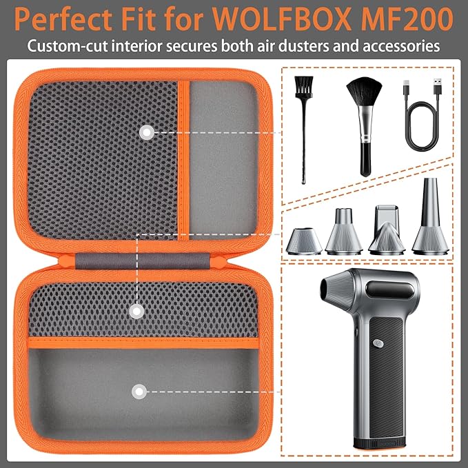 khanka Hard Storage Case for WOLFBOX MF200 Electric Air Duster Compatible with Wolfbox MF200 Air Compressor and Accessories Case Only