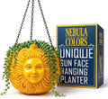 Fun &amp Unique Sun Face Hanging Planter Quirky Celestial Decor for Plant Lovers – Indoor Outdoor Flower Basket for Succulents &amp Small Plants – Decorative Garden Yard Art