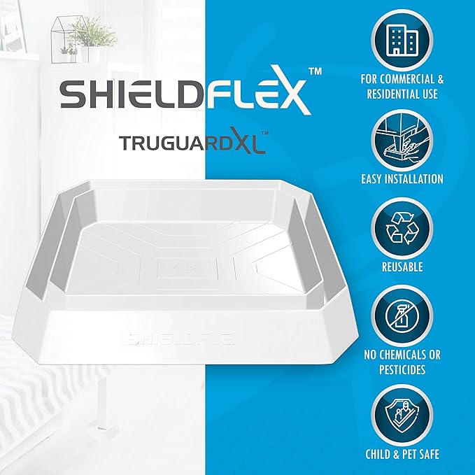 Bed Bug Trap — 4 Pack | TruGuard XL Bed Bug Interceptors (White) | Extra Large Bed Bug Traps for Bed Legs | Reliable Insect Detector Interceptor and Monitor for Pest Control and Treatment