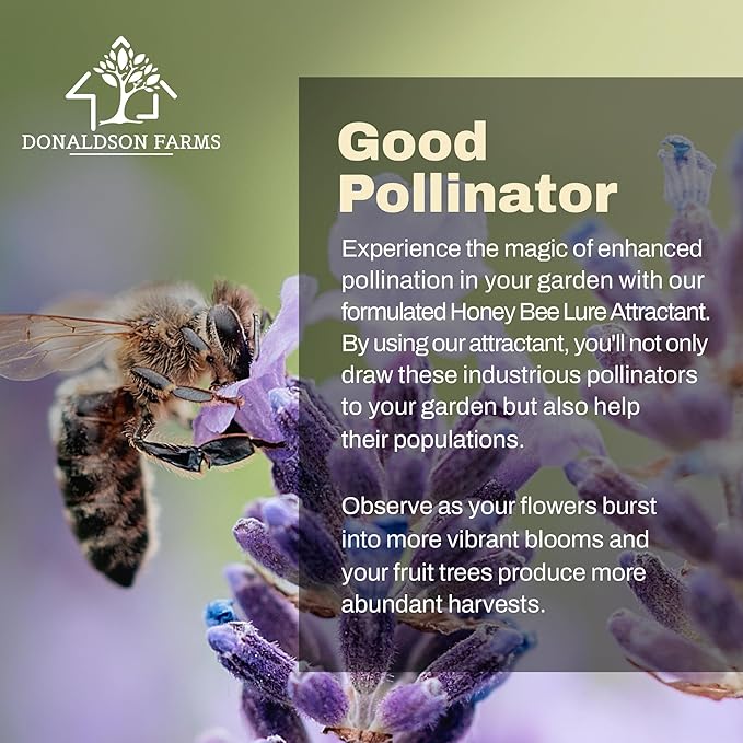 Honey Bee Attractant Spray - Bee Hive Lure for Gardens Beehives Flowers &amp Fruit Trees with Natural Lemongrass Oil Formula Easy to Use for Beekeepers &amp Pollinator Support - 2 oz
