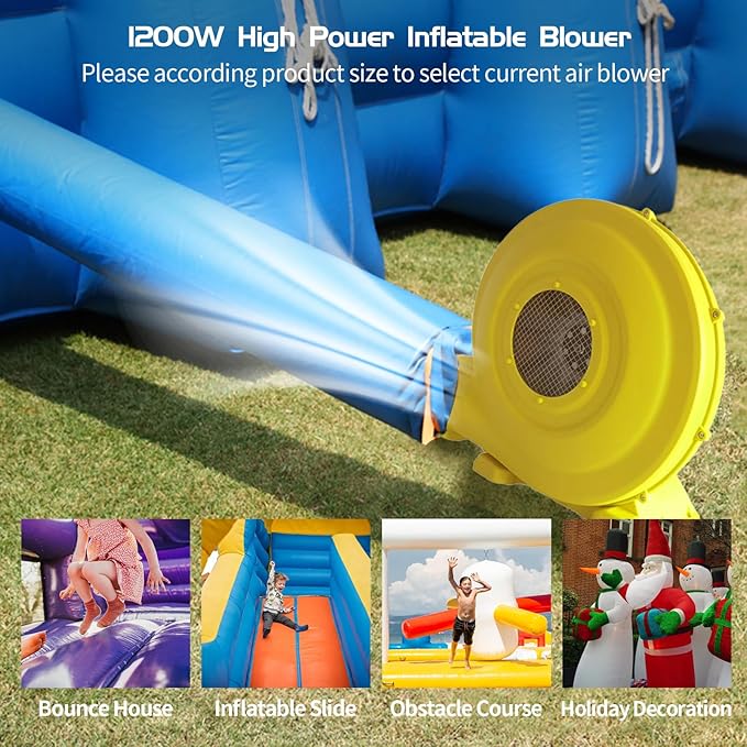 Inflatable Blower1200W 1.5 HP Inflatable Bouncer BlowerAir Blower for InflatablesCommercial Bounce House Blower for Bounce HouseBouncy Castle Jumper Water SlideInflatable Arch