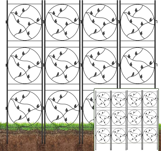 2 Packs Metal Garden Trellis for Climbing Plants Outdoor-Durable Iron Plant Trellis for Flowers Tomato Cucumber Rose Vegetable Support &amp Garden Decoration