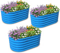 A ANLEOLIFE Kids Mini Raised Garden Beds Outdoor (3-Pack)-40x24x18in Oval Round Galvanized Metal Planter Box for Planting Vegetables Flowers Fruits Eco-Safe &amp Easy Setup Sky Blue