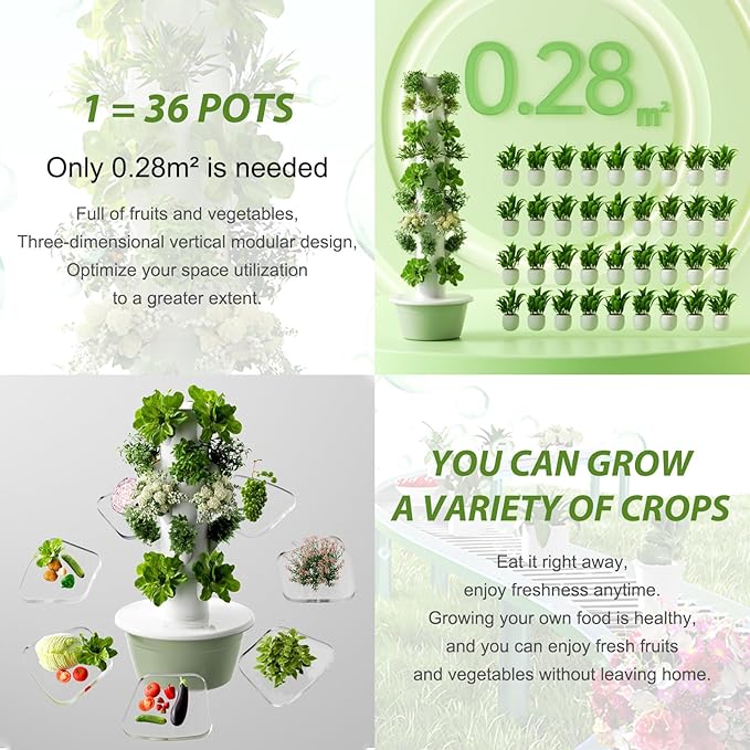 ZAIHW Aeroponic Tower Garden Kit Soil-Free Vertical Farming System with Auto Watering Timer &amp Pump High-Yield Hydroponics for Herbs &amp Vegetables5-Layers-Black