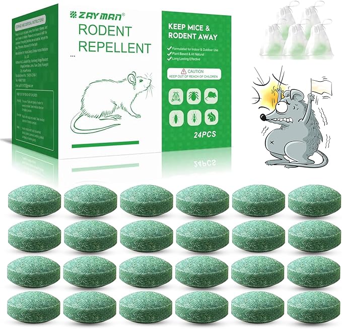 24PCS Mouse Rodent Repellent Natural Mouse Repellent Peppermint Oil for Mice Rats Squirrels Spiders and Pests Keeps Pests Away Effectively from Garden &amp Home Indoor &amp Outdoor Use