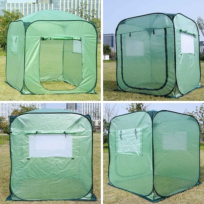 Porayhut Pop Up Greenhouse TentPortable X-Large Walk-in Flower House Indoor Outdoor Gardening Plant Sunshine Room with PE Mesh Cloth Cover for Protecting Plant from Cold Frost &amp Birds