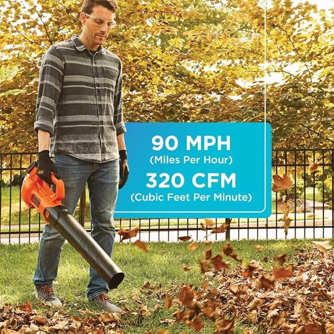BLACK+DECKER 20V MAX* Cordless Leaf Blower Kit Axial Battery and Charger Included (BCBL700D1AEV) Orange