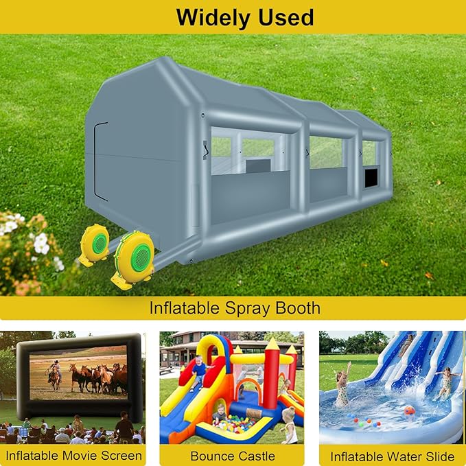 950W+480W High Power Air Blower for Inflatable Spray Booth Inflatable Bounce House Blower Portable Fan Pump Corded Commercial for Bouncy Castle Jumper Water Slide