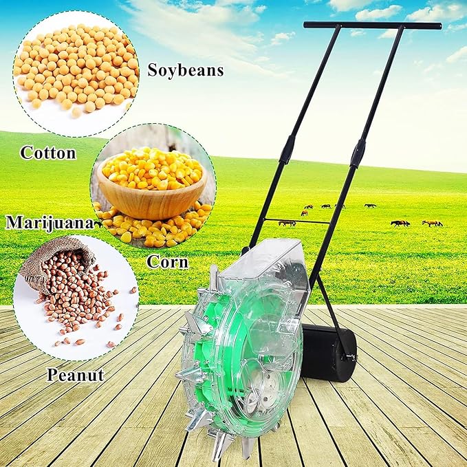 Garden Agricultural Seeds DispenserManual SeederMulti-Function Precision PlanterRoller Corn Seeder with 12 NozzlesGarden Seeder for Corn Cotton Soybean Peanut