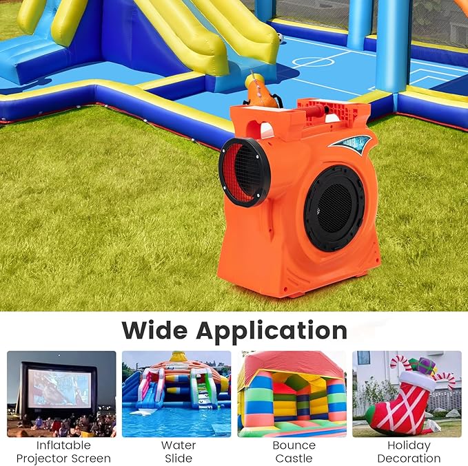 Costzon Commercial Air Blower 2HP/1500W Bounce House Blower Pump Fan Inflatable Bouncer Blower with Integrated Handle Air Blower for Inflatables Perfect for Bounce Castle Holiday Decorations
