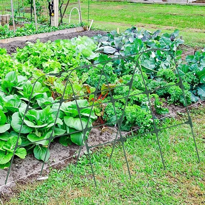 Garden Trellis Support for Raised Beds with U Shape Frame Plastic Coated Steel Construction for Climbing Vegetables and Flowers