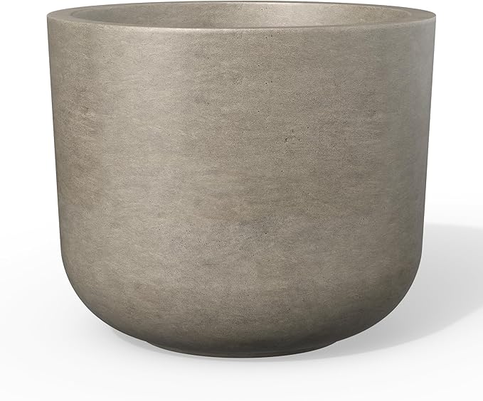 Kante Round Concrete Planter 9 Inch Dia Classic Style Large Plant Pot with Drainage Hole for Indoor &amp Outdoor Plants Ideal for Home Patio Garden Weathered Concrete