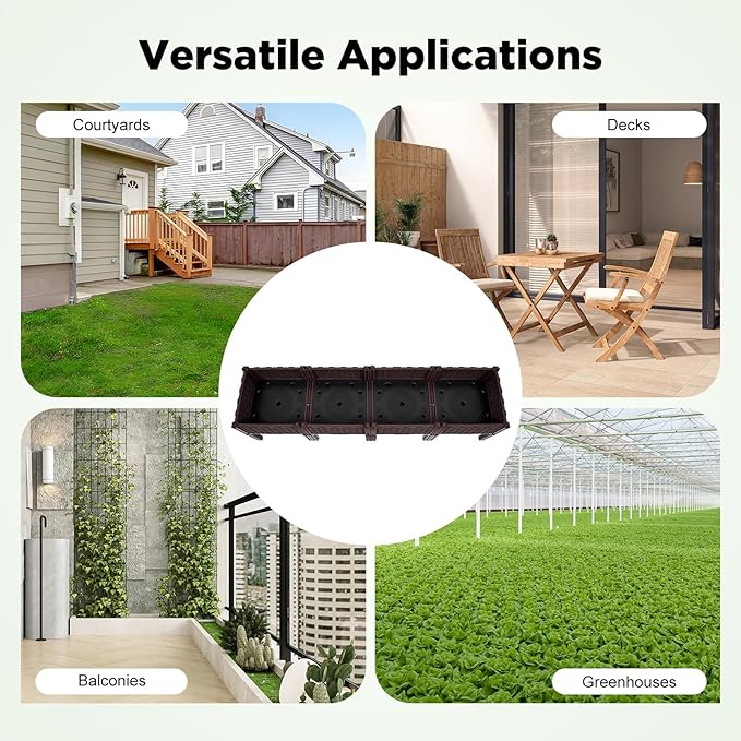 Large Planters for Outdoor Plants Raised Garden Bed Planter Boxes with Drainage Holes Elevated Rectangular Garden Box for Gardening Vegetables Flowers Herbs 61.41x 14.96 x 15.35in