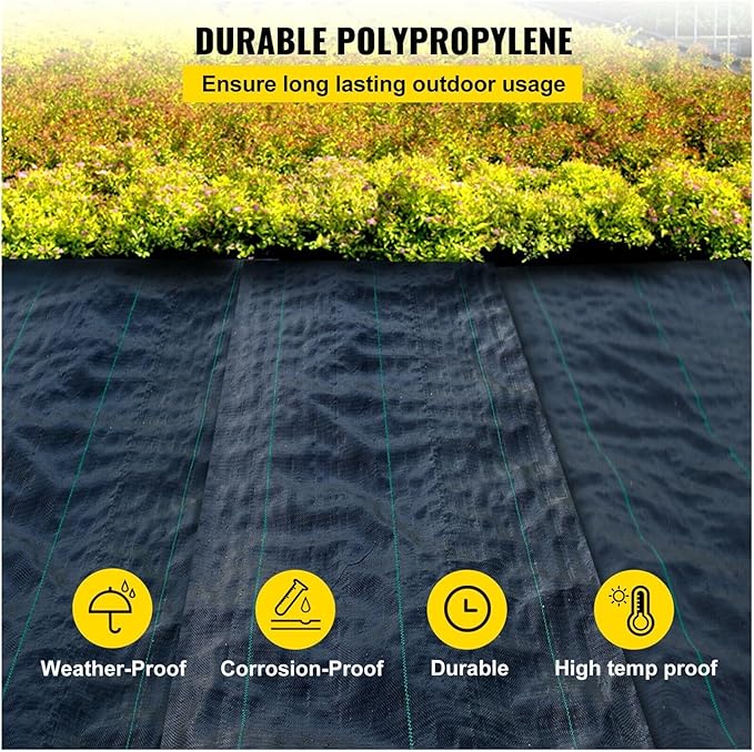 Large Weed Barrier Landscape Fabric Garden Woven Ground Cover Mat Weed Control Fabric Membrane Garden Ground Cover Black(300 x 6 ft)