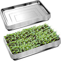 10 Pack Large Stainless Steel Seedling Trays Heavy Duty Metal Water Catch Trays for Nursery Pots Transplant Seed Germination &amp Propagation Flats (17.5 inch×13.56 inch 1.18 Height)