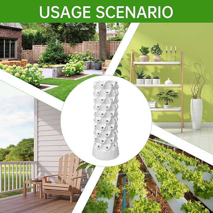 Tower Garden Growing System 80 Slots Layered Hydroponics Plant Tower Vertical Home Gardening System with Water Pump for Indoor Outdoor High-Rise Building