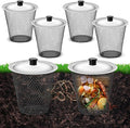 4 Pcs Inground Worm Composter with Lids 9.1 x 9.1 x 5.9 Inch Farm Worm Compost Bin Outdoor for Recycling Kitchen Food Waste to Raised Garden Beds
