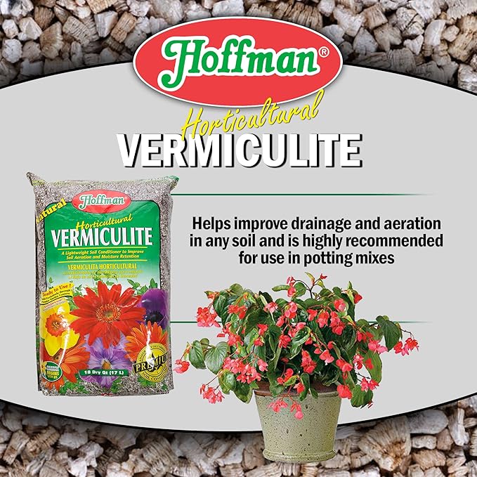 Hoffman Horticultural Vermiculite Lightweight Garden Soil Conditioner for Aeration and Moisture Retention 18qt 2 Pack