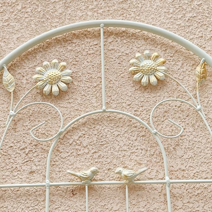 Sturdy Metal Garden Trellis for Climbing Plants – Rust-Resistant Outdoor Plant Support with Decorative Lattice Design (2 Pack-Cream White)