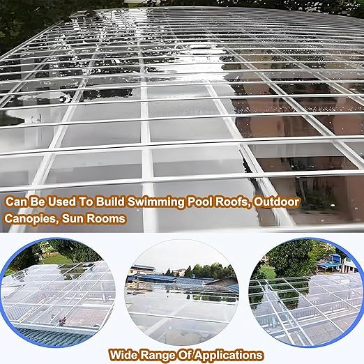 1mm /2mm Thick Clear Acrylic Plastic Sheet Polycarbonate Roofing SheetTransparent Sunlight PanelsRainproof PC Endurance BoardReplacement Cladding(Thick 2mm2 x 3.3ft)