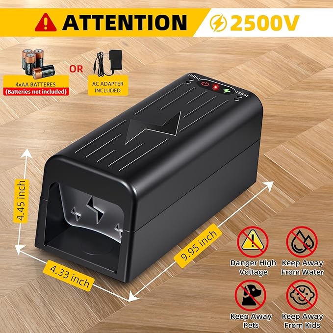 Rat Trap Zapper Electric Mouse Zappers2 Packs Electronic Rodent Zapper with Anti-Escape Baffle IndoorPowerful Voltage Rats and Mice Traps Reusable&ampNo Touch Rodent Control for Home Use