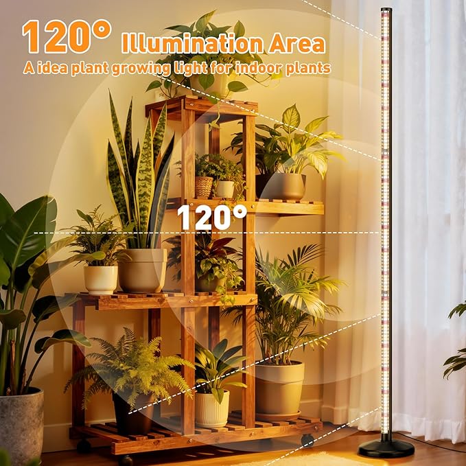 BlumWay 65 Inch Grow Lights for Indoor Plants36W660nm+3000K+6000K 336 LEDs Full Spectrum LED Standing Plant Lights with 2 Timers and 10 Level Dimming Detachable Plant Growing Lamps for Greenhouse