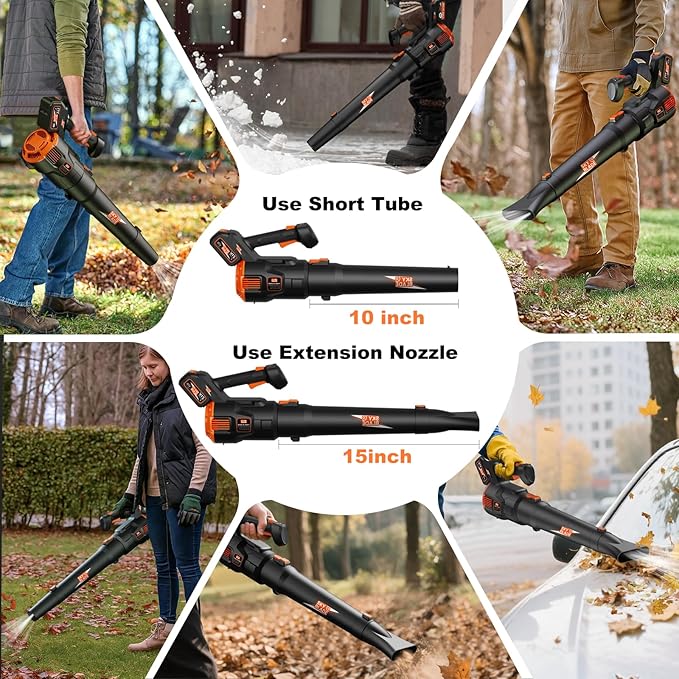 Leaf Blower Cordless - Max. 500CFM &amp 160MPH Electric Leaf Blower with 2 X 3000 mah Battery 3 Speed Modes Blowers for Lawn Care Yard Garage Cleaning