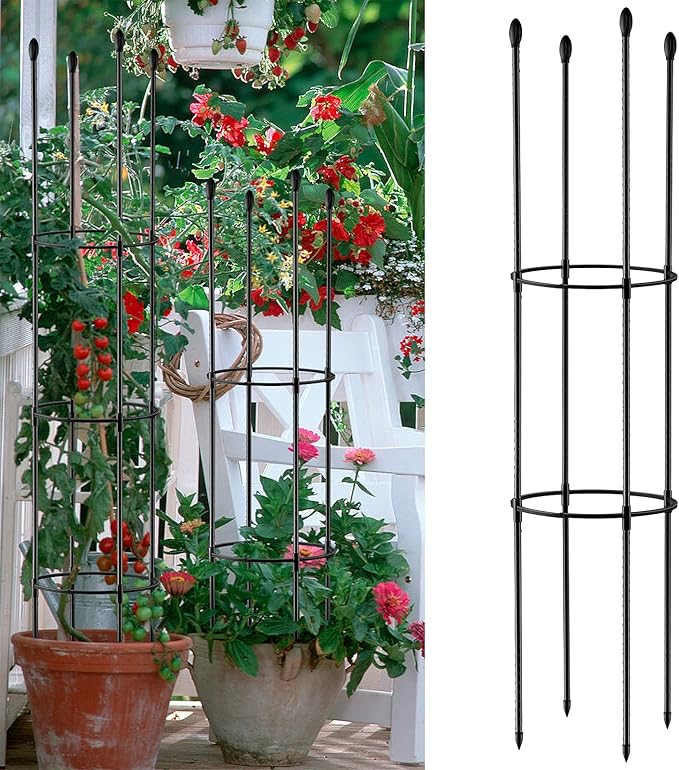 5.6 Feet Obelisk Garden Trellis Multi-Function Trellis Plant Support Indoor and Outdoor Pot for Climbing Vines Rose Tomatoes Plants Black1 173cm (210401YF53-2-10019-1722390261)