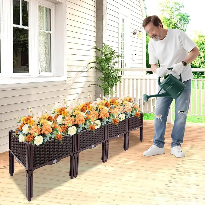 Raised Garden Bed Planter Raised Bed with Legs Outdoor Plants Raised Garden Bed Elevated Rectangular Garden Box Kits for Vegetables Flowers Herbs Patio &amp Balcony