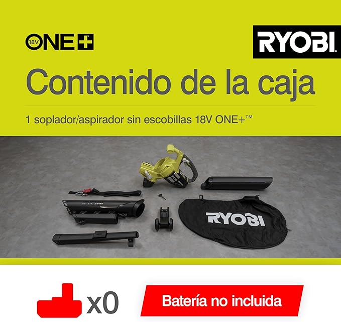 RYOBI OBV18 18V ONE+ Cordless Brushless Blow-Vac (Body Only) Hyper Green