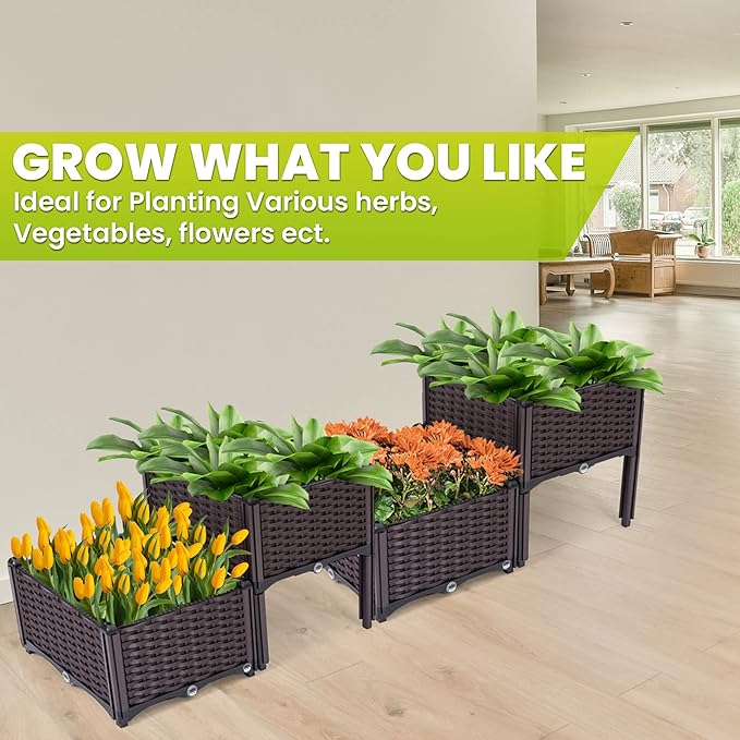 Raised Garden Beds | Vegetable Raised Plant Kit | Elevated Garden Bed with Legs | Self Watering Planter Box Ideal for Outdoor Gardening | Grow Flowers Herbs &amp Vegetables with Ease
