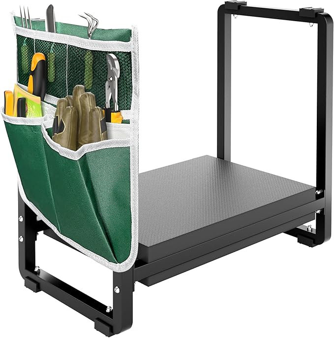 FLINTER Wider Garden Kneeler and Seat Heavy Duty Thick Gardening Bench for Kneeling and Seat - Garden Kneelers for Seniors Gardening Stools for Women Grandparents Gardeners Black